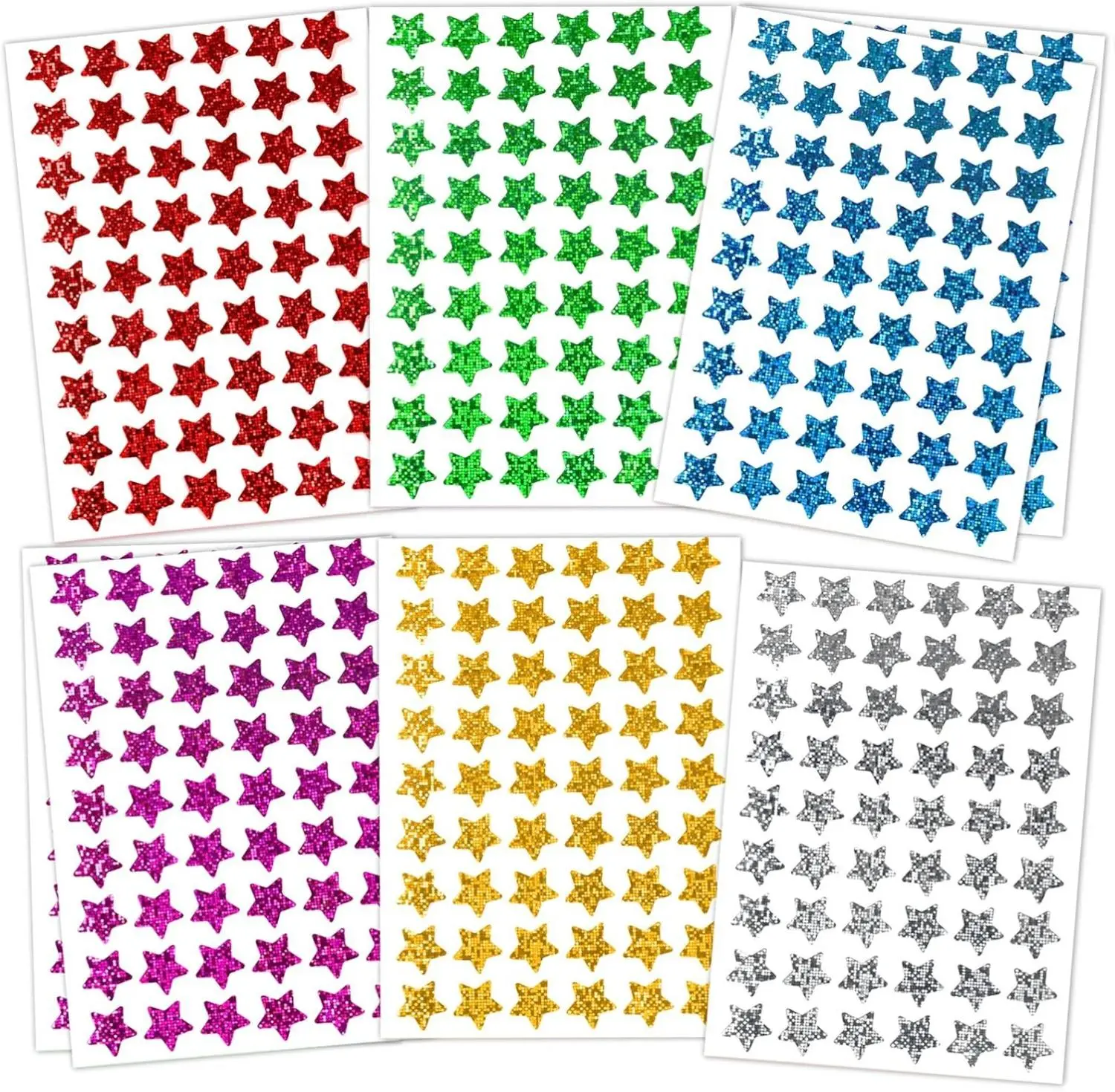 1620-Pack Holographic Small Star Sticker Set - 0.6" Diameter Colorful Paper Die-Cut Permanent Decorative Stickers for Kids, School Classroom Teacher Supplies, Colorful Paper Stickers, Decorative Sticker Stickers
