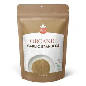 SPICY ORGANIC Garlic Granules – 100% USDA Organic- Premium Quality Granulated Garlic Powder for Mouthwatering Rubs on Beef, Pork, Fish, Poultry, and Delicious Sauces – 8oz Flavor Spice Vegetable