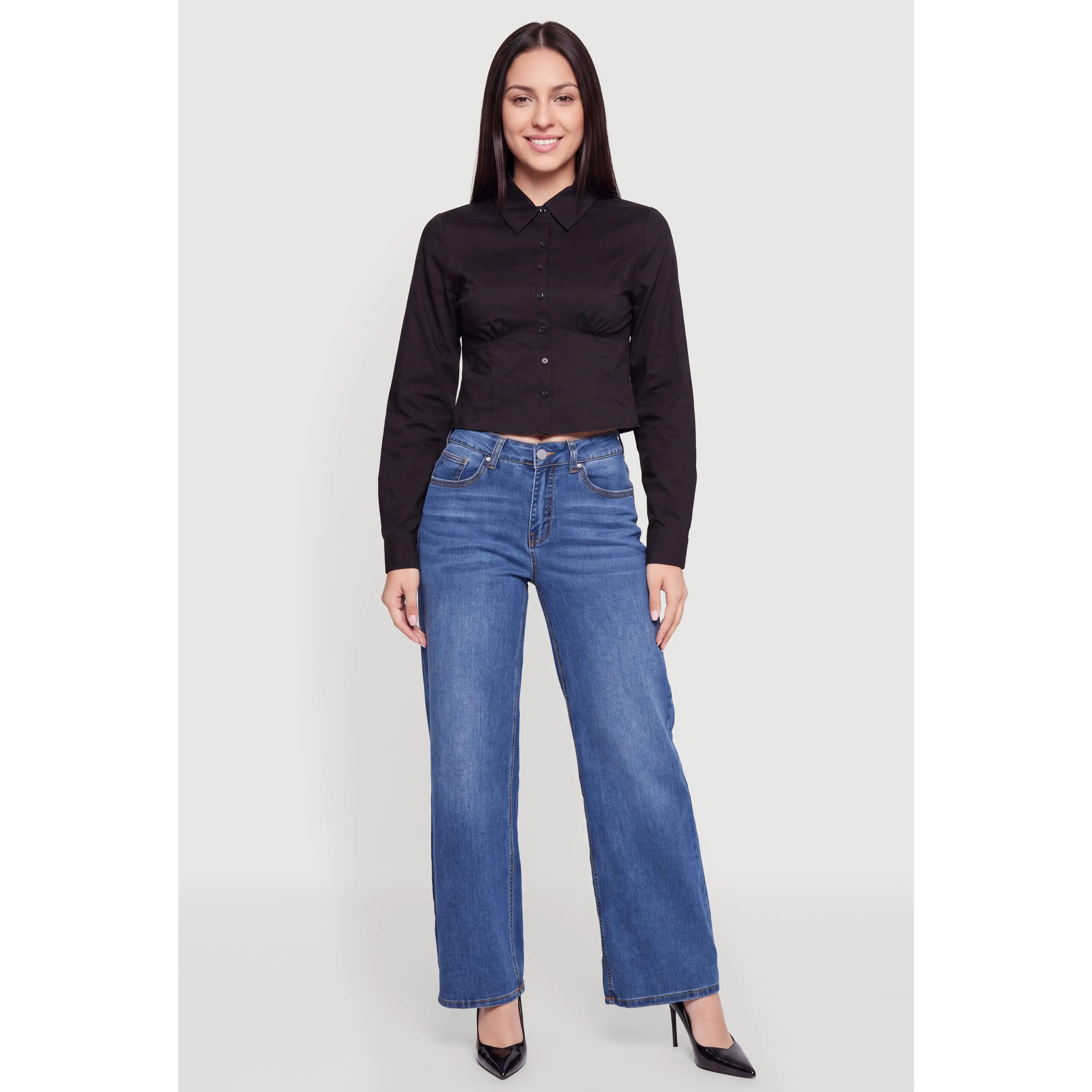 Poplin Tailored Button Front Shirt