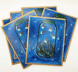 Fireflies Wishes in a Jar Greeting Cards