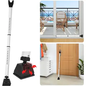 Door Stopper with  & Sliding Patio Bar, 120db Loud Alert Adjustable  Jammer Door  Bar Window  Proof Heavy Duty Door Stoppers for Home Apartment Travel - White