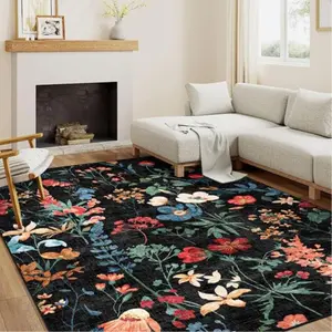 Floral Pattern Area Rug, 1 Count Non-slip Soft Floor Mat, Decorative Carpet for Home Living Room Bedroom, Home Decor
