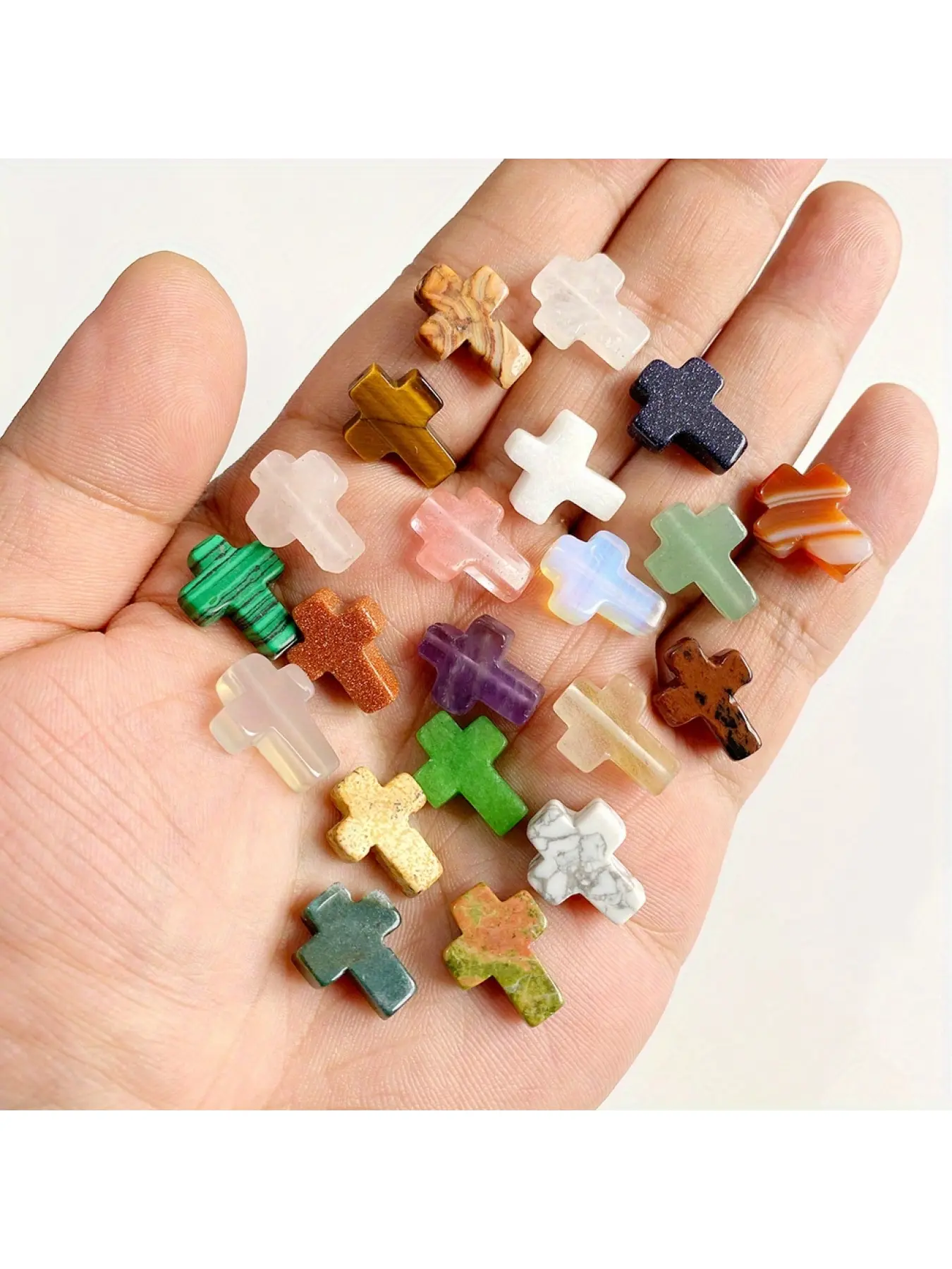 20 Pcs Natural Synthetic Gemstone Cross Beads Random Color Spacer Beads For Jewelry Making DIY Bracelet Necklace Accessories Beads For Bracelets