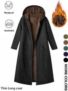 FINJANI Plus Size Women's Long Sleeve Top Thin Jacket - Casual Loose-Fitting Queterwear for Spring & Fall Peacoat, Thin Polyester Fabric with Border Print, Soft Texture & Hooded Design, Windproof & Breathable Womenswear