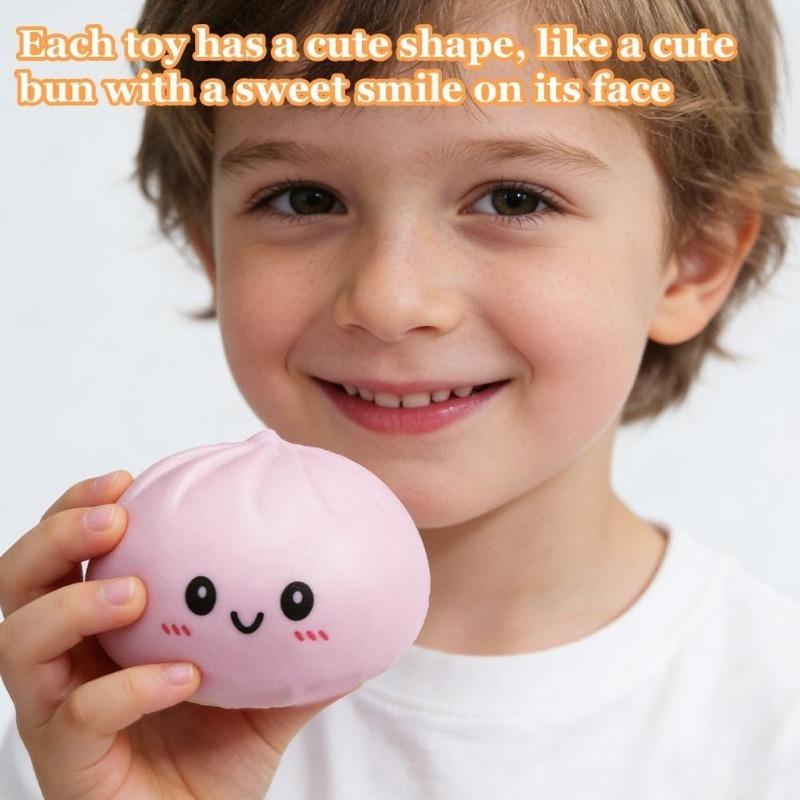 Dumpling Squishies Toy, Giant Glitter Dumpling, Easter Basket Stuffers, Colorful Dumplings Stress Balls Fidget Sensory Toy, Squeeze Dough Ball Stress Relief Hand Toys with Food Steamer, Anxiety Relief Products