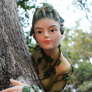 3 Piece Tree Vine Girl Hanging Resin Statue, Embrace Tree Design, Outdoor Garden Decor, Unique Collectible Figurine for All Seasons