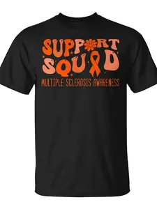 Groovy Support Squad Ms Multiple Sclerosis Awareness T-Shirt Unisex for Daily Wear  Funny Christmas Novelty Men's T-Shirt Summer Trendy Streetwear Fashion Top Quality Comfortable Casual Printed T-shirt Pure Cotton 220G
