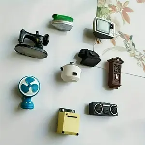 9 Piece Vintage Mini Figurines Set, Perfect for Fridge & Kitchen Decor, Refrigerator Magnet, Fridge Magnets, Ideal Christmas Gift, Retro Style Holiday Decoration