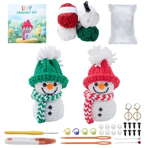 Cute Snowman Crochet Kit for Beginners – Make This Cute Plush!- Full Craft Set withVideo Guides, Yarn & All You Need to Start