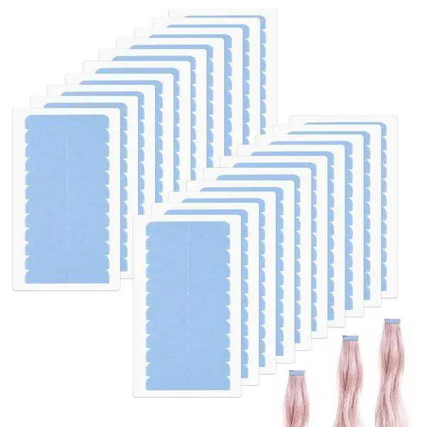 Hair Extension Tape Double Sided Adhesive Tape for Human Hair Extensions Replacement Stickers 20 Sets Blue High-Quality Durable Easy to Use