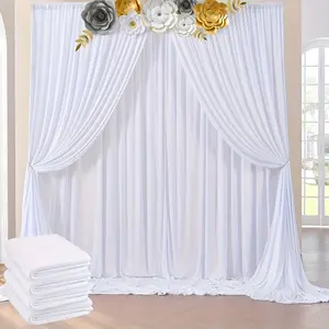 5ft*10ft 4Pack White Backdrop Curtains 59"x118" Wrinkle Free Polyester Drapes for Wedding Graduation Birthday Party Photography Background Home Decor
