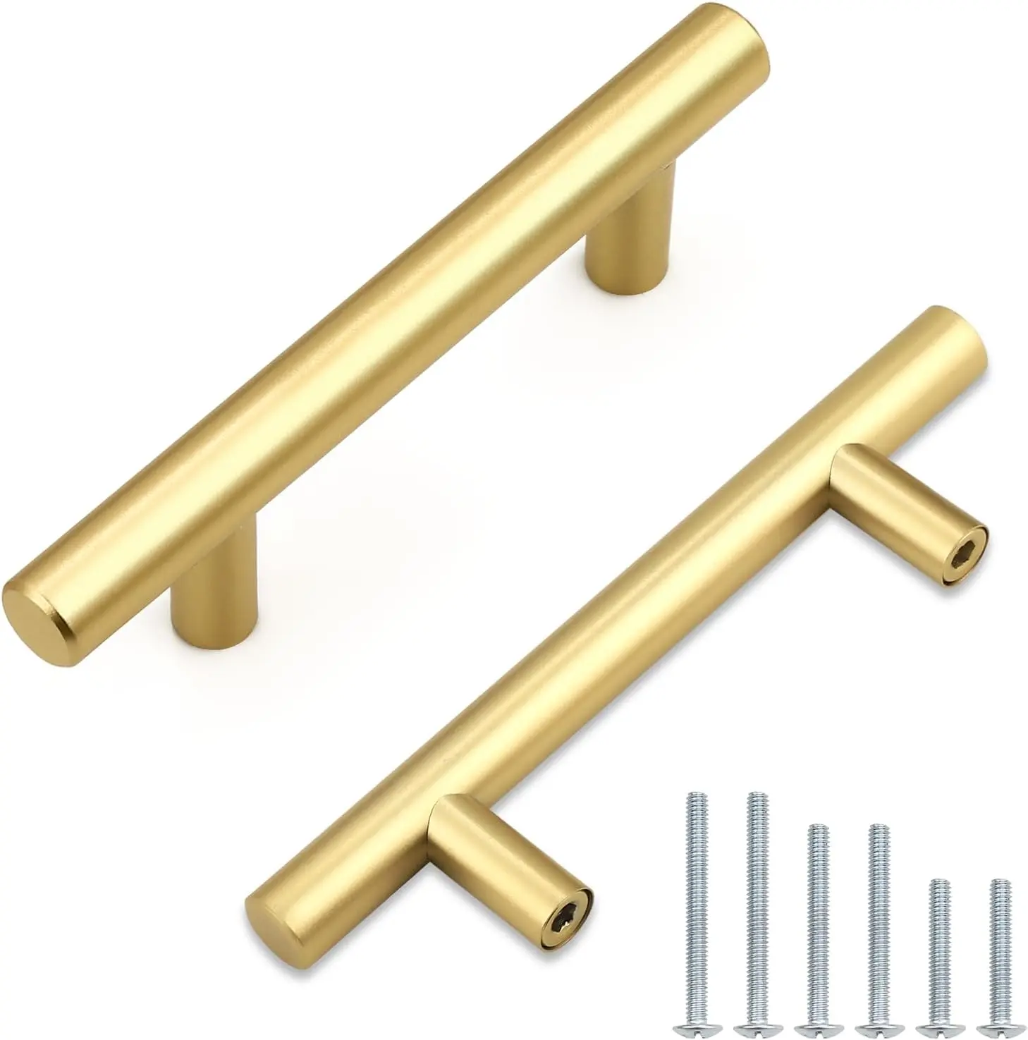 30 Pack 3 Inch Hole Center Brushed Gold Cabinet Pulls, Brushed Brass Kitchen Cabinet Handles