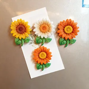 Colorful Sunflower Cartoon Resin Fridge Magnets, Set of 3/6/12 Pieces, Refrigerator Decorating Magnet, Perfect for Refrigerators, Lockers, Kitchens & Office Whiteboards
