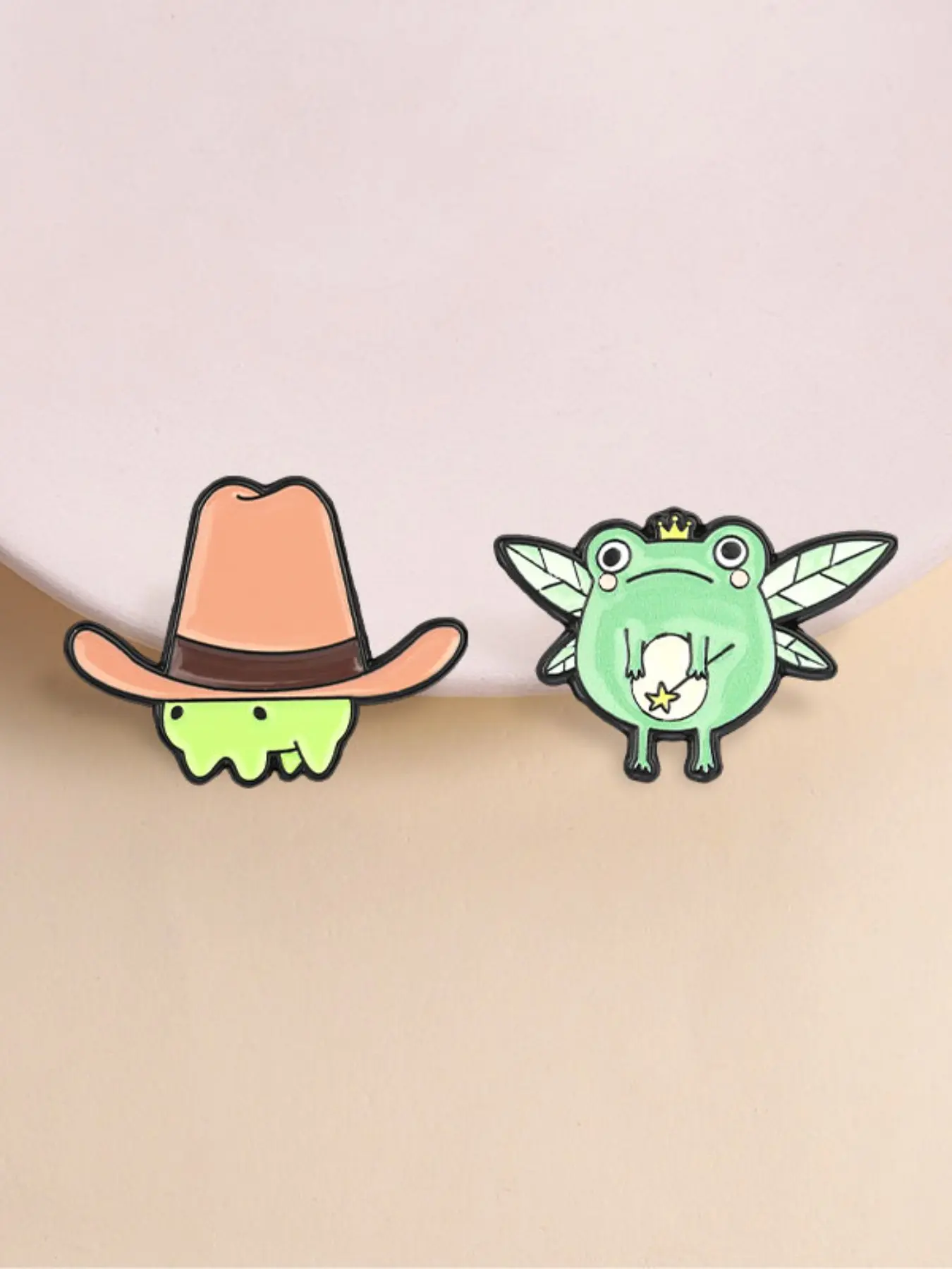 Fairy Frog Prince & Cowboy Frog Enamel Pin Set, Cute Frog Brooch, Lapel Pins, Adorable Accessory for Kids, Perfect Gift Idea