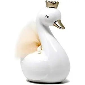 Ceramic Swan Piggy Bank, Hana The Swan Decor White Ornaments