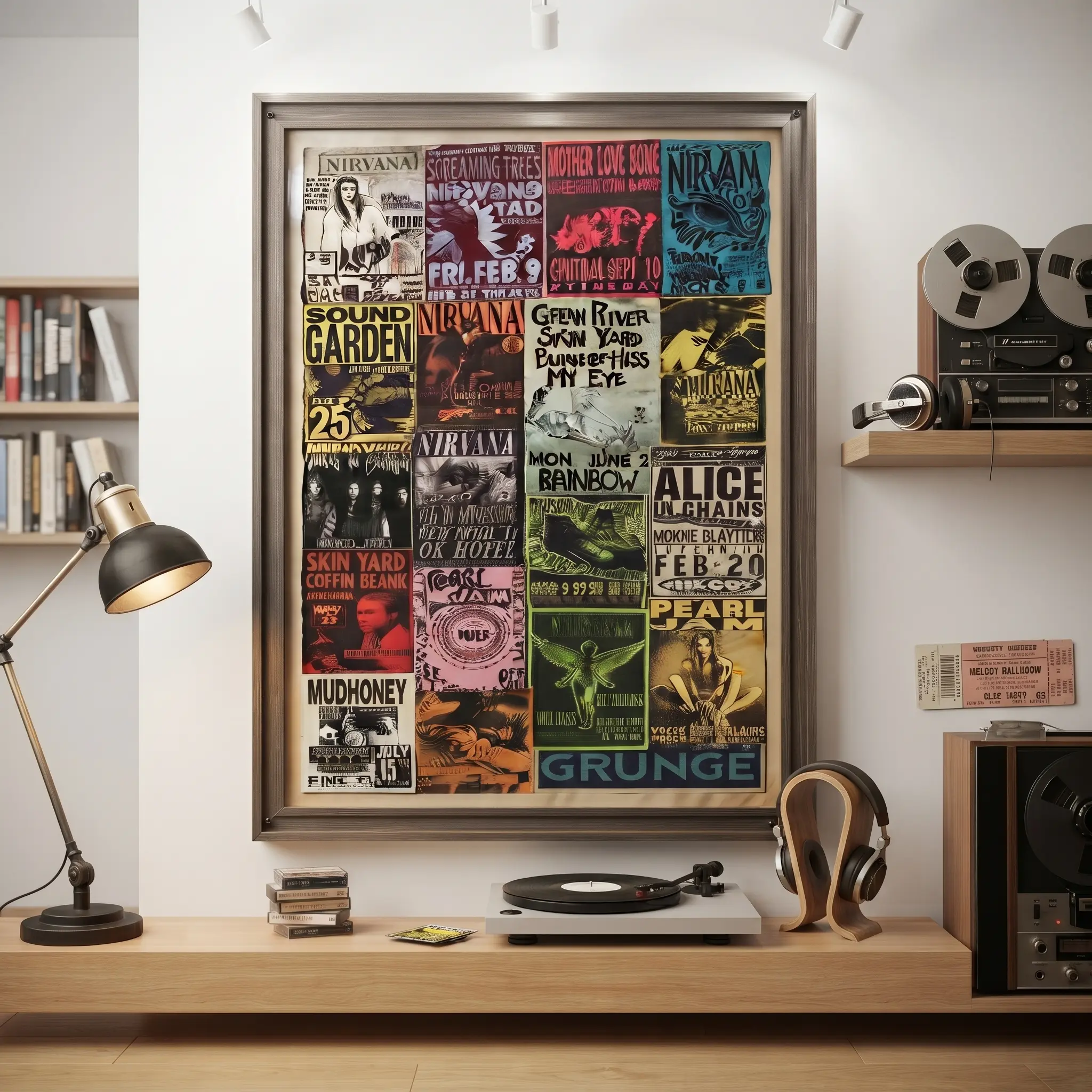 Grunge Concert Flyers Art Print - Nirvana, Alice in Chains, Pearl Jam Unframed Printed Paper Photo, Multi-Size Home Decor Gift for Man Cave