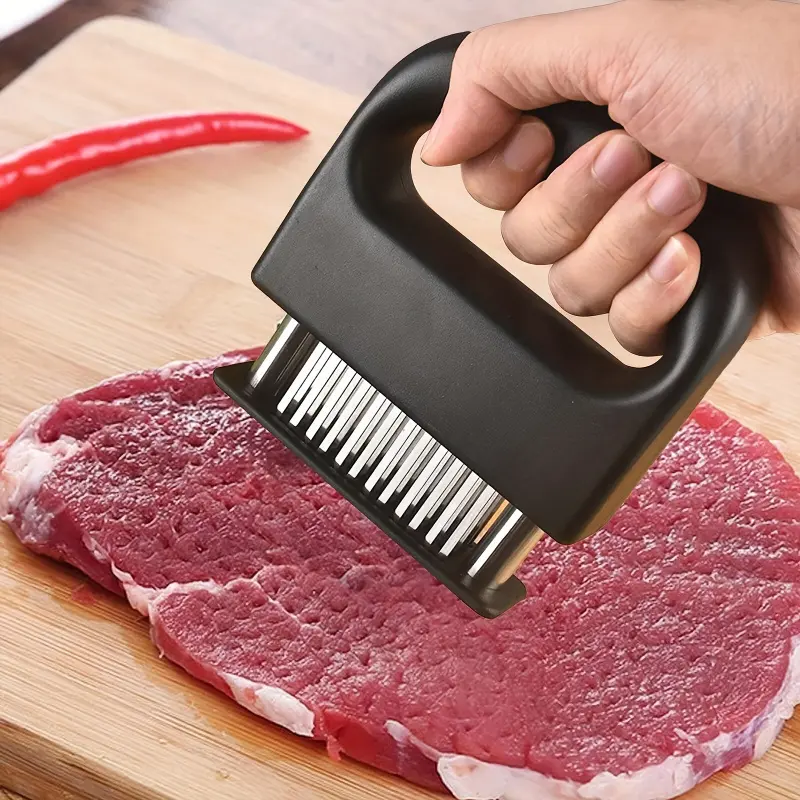 1 Piece 48-Blade Stainless Steel Meat Tenderizer - Multi-Functional Meat Tenderizing Tool for Marinating, Cooking, Kitchen Tools and Gadgets, Essential Kitchen Gadget and Utensils for Meat Processing