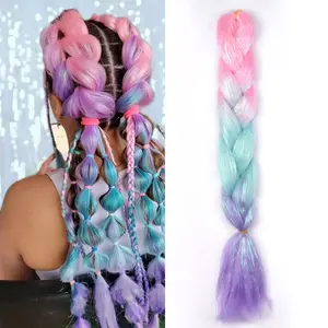 Ombre Colors Mix Braiding Hair 3pcs ExtensionsJumbo Hair Rainbow Color Colorful Twist BraidHair (24inch 3Pcs)