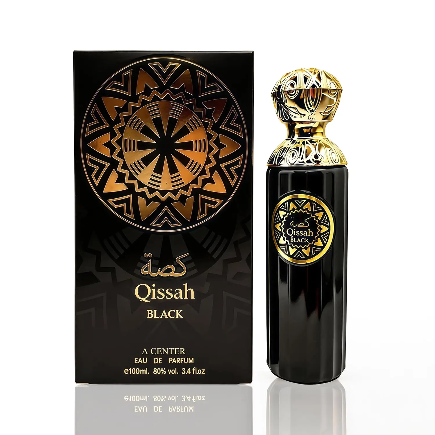 Qissah Black Eau de Parfum for Men 3.4 Fl Oz | Long Lasting Citrus Woody Fragrance | Elegant Glass Spray Bottle | Cologne