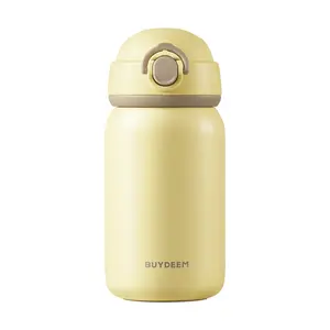 BUYDEEM Mini Insulated Water Bottle Cute One-Handed Open Stainless Steel Cup 300ml Little Goose Yellow
