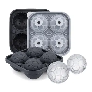 Soccer Ball Ice Cube Mold, Large 2-inch Silicone Ice Ball Maker for Whiskey, Cocktails & Summer Parties