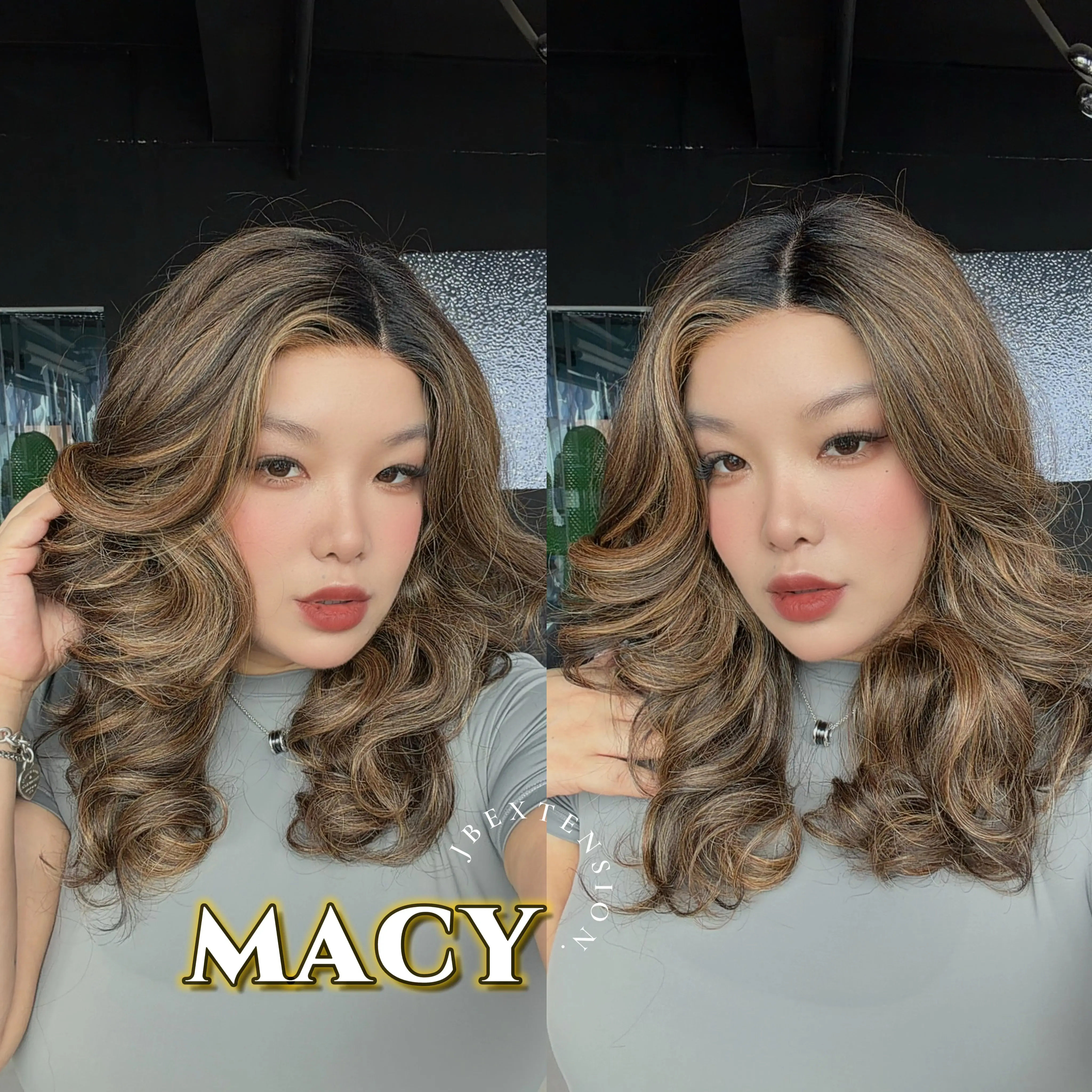 JBEXTENSION MACY MONO Monofilament Handmade Wig 6X5 Full Monofilament Hand Tied Top Wig 18 Inches Curly Ombre Brown Mono Lace Wig with Anti-slip Silicone Strips Glueless Wig MACY MONO【BENDY EAR TABS】
