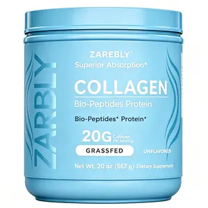 ZAREBLY Collagen Peptide Powder 20 oz - Grass-Fed Protein Supplement - Premium Formula with 18 Essential Amino Acids workout pre post-workout muscle recovery promotes