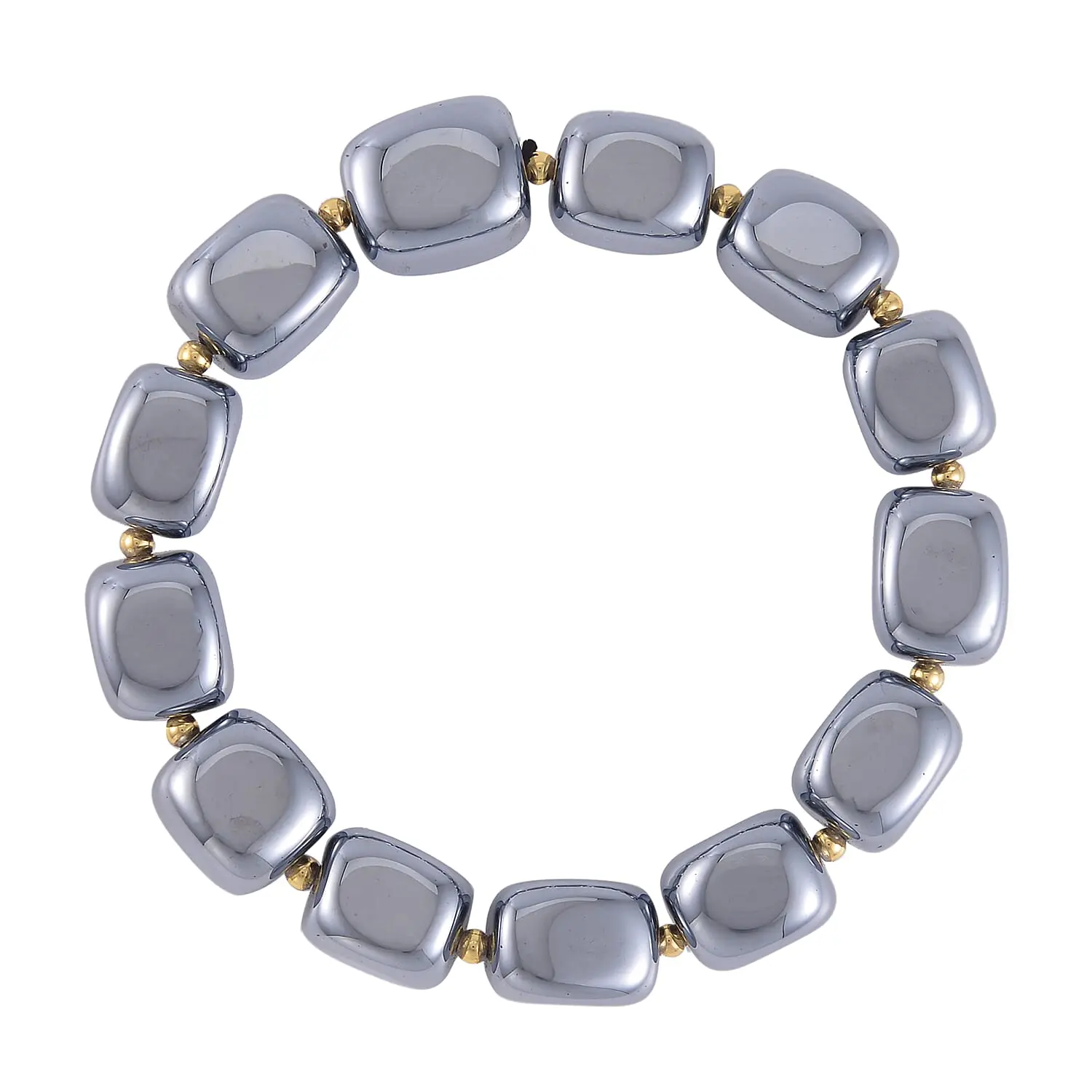 Terahertz 237.00 ctw Tumble Shape Beaded Stretch Bracelet in Goldtone