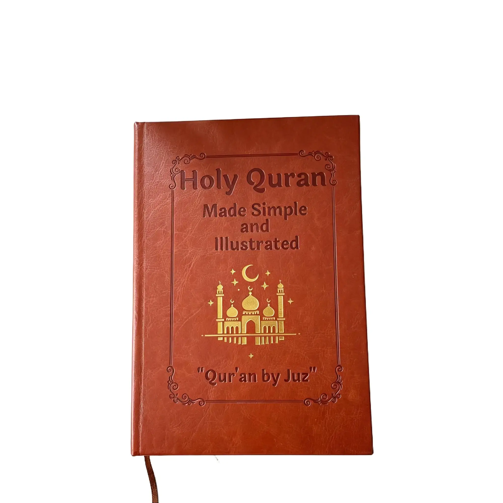Islamic Quran Study Notebook with Leather Cover, 114 Chapters, Illustrated Tafsir & Easy Explanations - Beginner Guide for New Learners, Ramadan Eid Gift (Islamic Education Study Plan Included)
