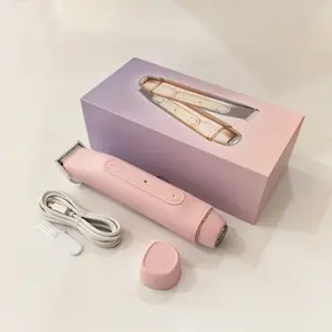 2 in 1 Women Electric Shaver Dual Head Bikini Trimmer for Women Wet & Dry Use Water Proof Body Hair Trimmer and Facial Hair Remover for Bikini Underarm Leg Arm Body Face