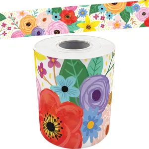 Wildflowers Straight Rolled Border Trim - 50ft - Decorate Bulletin Boards, Walls, Desks, Windows, Doors, Lockers, Schools, Classrooms, Homeschool & Offices