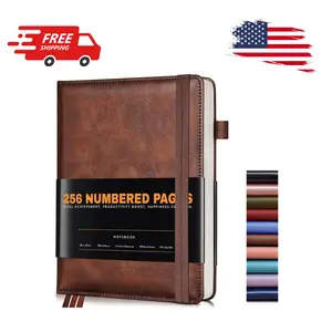 Lined Journal Hardcover Leather Notebook, 256 Pages, A5, 5.75" x 8.38" Brown