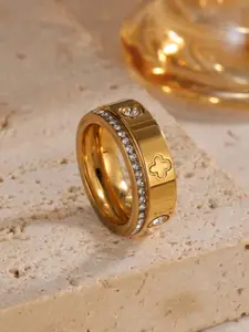 Elegant 18k Stainless Steel Four Leaf Clover Ring Set, Perfect for Everyday Elegance & Special Occasions