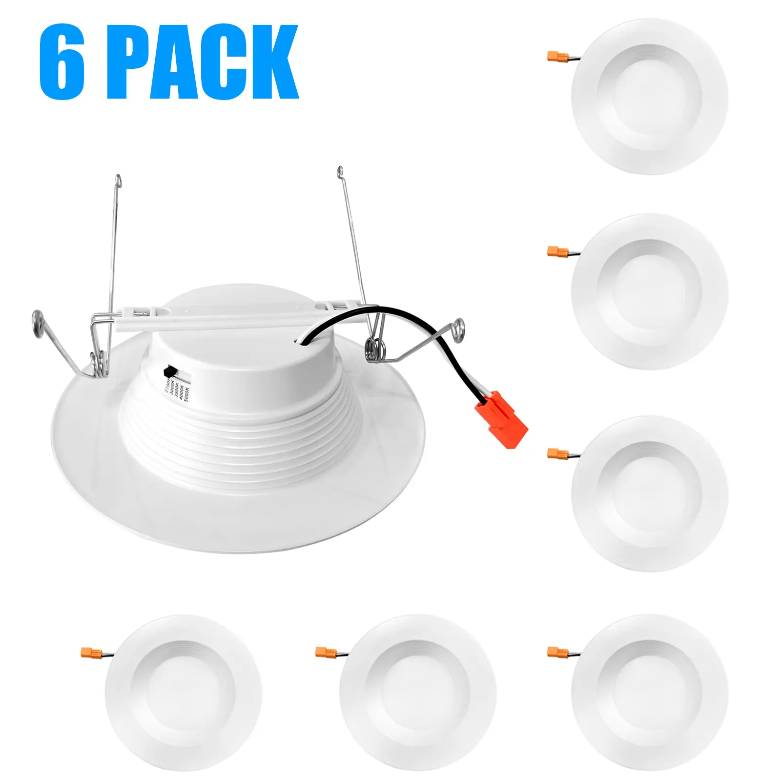 LED E26 Base 6inch Recessed Retrofit Down Light 6,12 Pack 15W LED Can Lights Dimmable 5CCT 2700K-5000K Multicolor Recessed LED Lights 1100 Lumens 50,000 Hours Life White Led