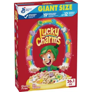Lucky Charms Gluten Free Cereal with Marshmallows, Limited Edition Jumbo Rainbows, Kids Breakfast Cereal, Made with Whole Grain, Giant Size, 26.1 oz