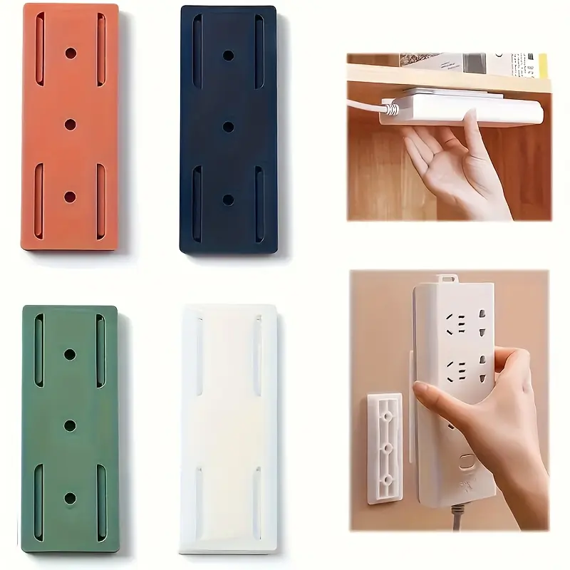 10pcs Sturdy Wall Mount Socket Holder Organizer - Mountable Traceless Self-Adhesive Socket Fixer, Cable Storage Wire Holder, Power Strip Hold Utility Hooks for Home Organization
