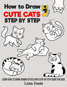 How to Draw Cute Cats: Learn How to Draw Kawaii Kitties with Step-By-Step Guide for Kids, Paperback