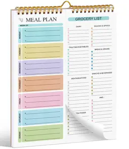 Weekly Meal Planner Notebook with Grocery List, Magnetic Fridge Planner, 50 Tear-Off Sheets, 5.83 x 8.54 Inch Meal Prep Pad, Wall-Mountable Kitchen Planner with To-Do List and Daily Schedule