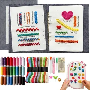 Embroidery Stitch Book Kit,  in  Hand Embroidery Stitch Sewing Kit with Patterns for Beginners & DIY Craft Lovers