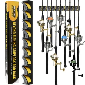 Beyond Fishing GripLock Vertical Fishing Rod Rack – Wall-Mounted Fishing Rod Holder for Garage – Stores Up to 9 Rods or Combos –Space-Saving Durable Fishing Rod Holders for Serious Anglers