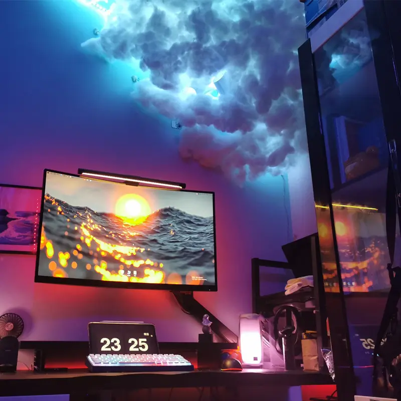 Lights for Ceilings 3D Thunder Clouds Light, RGB game room Music Syncing Ceiling Cloud Light, DIY Kits Infrared Remote Controls  Modern Mood Lighting Adjustable RGB Lighting Flexible Neon Decorativ