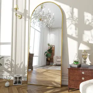 XRAMFY Arched 71"×30" Full Length Mirror - Graceful Design - Versatile Standing, Hanging, or Leaning - Ideal Oversized Bedroom Mirror - Aluminum Alloy Frame for a Sleek Look