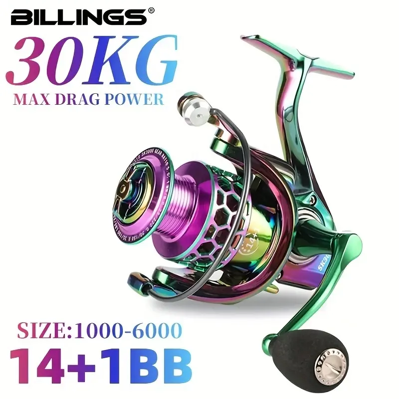 Billings Sk 1000-6000 Series 5.0:1/4.7:1 Gear Ratio 22lbmax Drag Cnc Metal Rocker Spinning Fishingreel, Fishing Accessories, Fishing Tackle, Fishing Equipment, Fishing Stuff