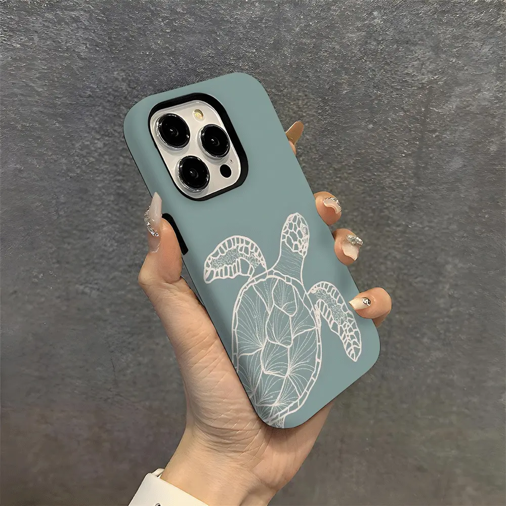 One sea turtle marine life pattern protective case, a sturdy and durable two-in-one protective case, suitable for iPhone 17/16/15/14/13/12/11 Pro Max/Plus/Pro, Samsung Galaxy S25/S24/S23 Ultra series, couple's phone case.