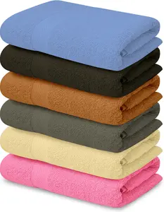 QUBALINENZ 100% Cotton Bath Towels-27x54inch - 6 Pack Shower Towels - Light Weight, Ultra Absorbent Towels for Bathroom Set Cream Gift Multicolor