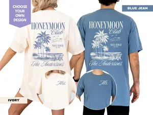 Comfort Colors Honeymoon Club Shirt Custom Mr and Mrs Shirts Newlywed Wedding Shirt Just Married Shirt Wife and Husband Matching Honeymoon Tee Bride Groom Gift