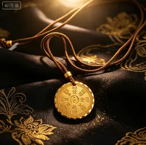 Premium 18K Gold Plated Bagua Yin Yang Protection Pendant Feng Shui Jewelry