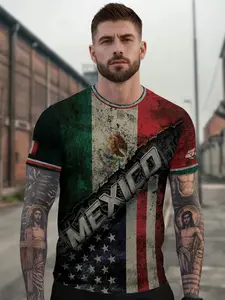 Mexico Usa Flag Eagle Aztec Pyramid Vintage Heritage Unity Pride Shirt, Fitted Short Sleeve Tee, All Seasons Fashion