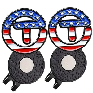 2 conts USA Themed Stars Stripes Golf Ball Markers with Magnetic Hat Clip Golf Accessories Golf Supply Gift for Golfers Premium Golf Gift for Men Golf Gift Accessory
