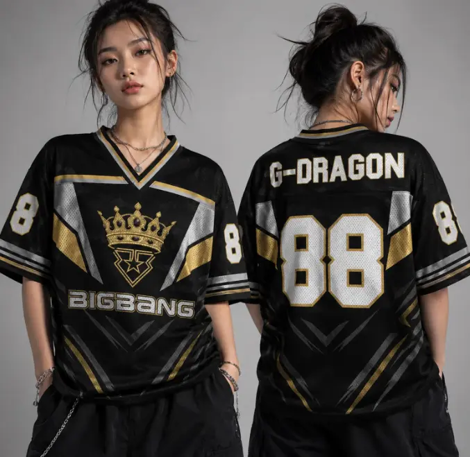 BigBang Black Yellow Football Jersey, Unisex Oversized K-Pop Fan Graphic Shirt, Fan Gift